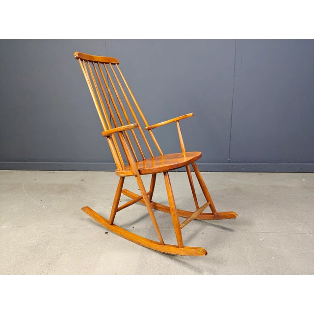 Wood Mid-Century Spindle Rocking Chair, 1960s For Sale - Image 7 of 12