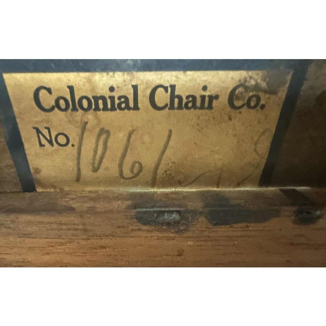 Black Antique Black Leather Collectible Armchairs by Colonial Chair Company Made in the Chicago Loop - Circa 1920 - A Pair For Sale - Image 8 of 9