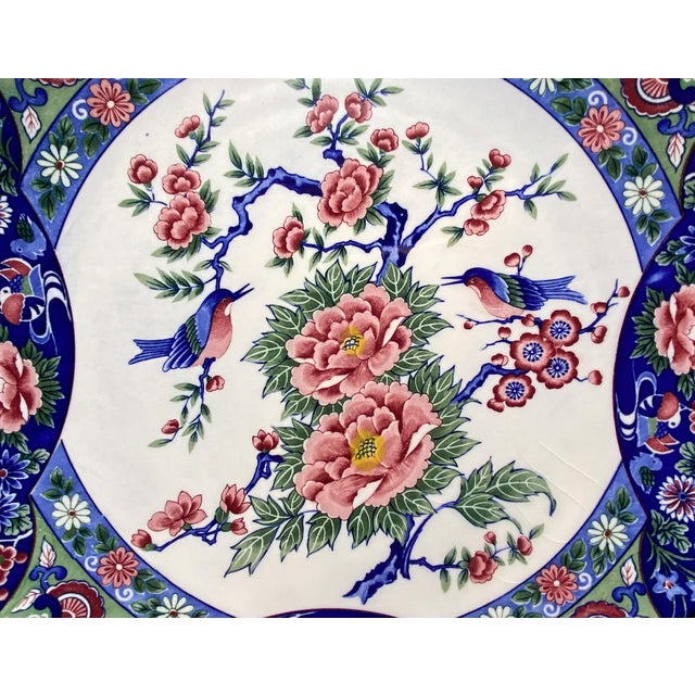 Asian Style 1970s Japanese Floral and Bird Charger For Sale - Image 4 of 8