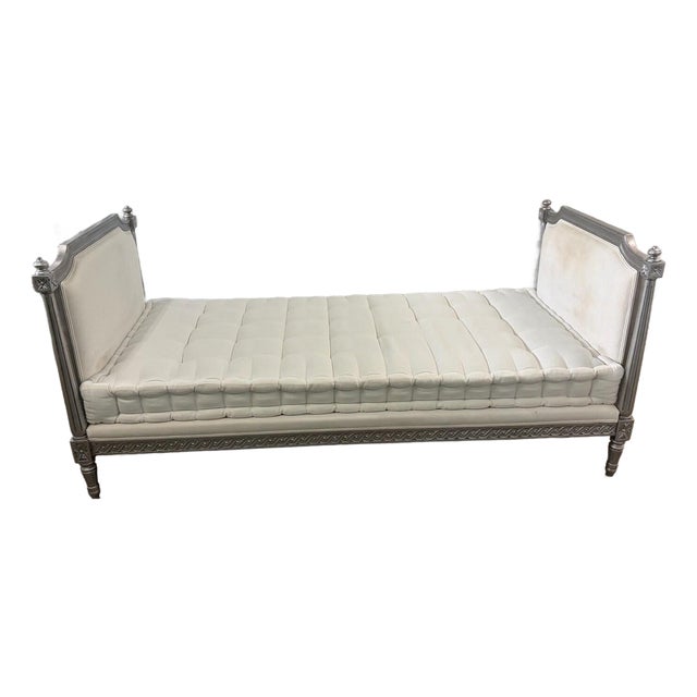 1990s Oly Studio Louis XVI French Country Silver Daybed For Sale
