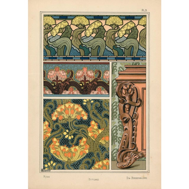 Art Nouveau "Butome, Pl. 9" Art Nouveau Pochoir by g.a. Bourgeot For Sale - Image 3 of 3