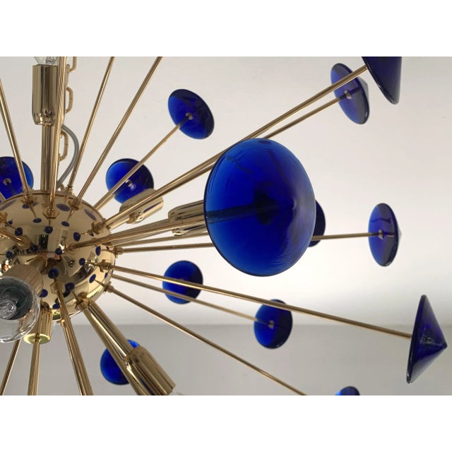 Contemporary Murano Glass Sputnik Blue Italian Handmade Chandelier For Sale - Image 4 of 11