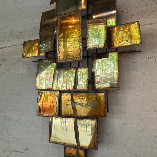 1970s Brutalist Multi-Panel Metal Wall Sculpture in the Style of Mario Jason For Sale - Image 10 of 10
