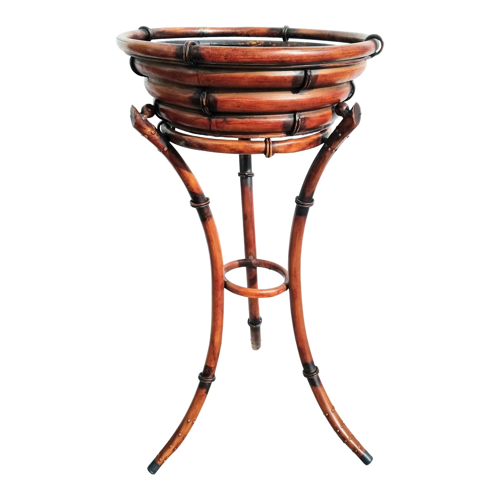 Vintage Metal Faux Bamboo Regency Tall Floor Plant Stand Chairish