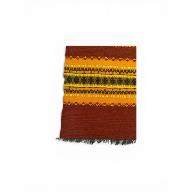 Vintage Latvian Folk Art Woven Wool Striped Textile Blanket For Sale In New York - Image 6 of 8