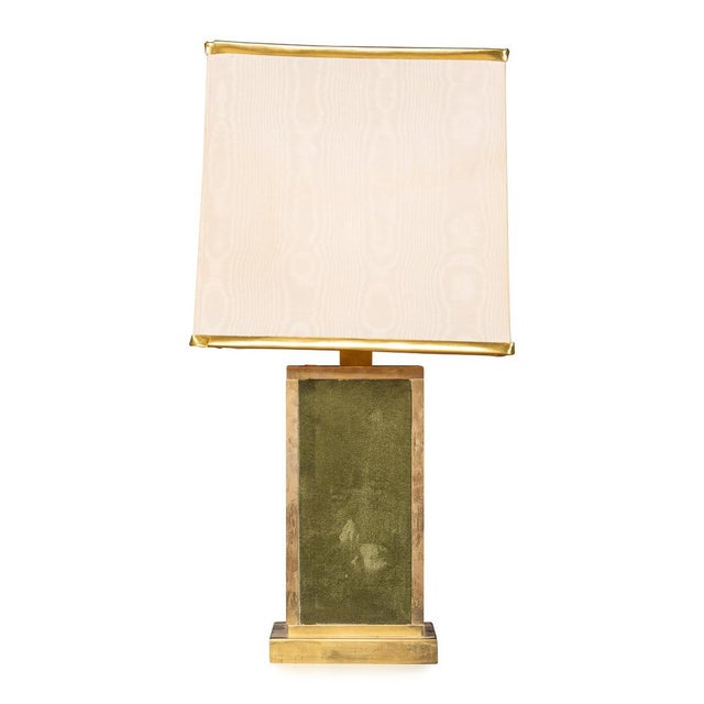 Vintage Italian Brass and Green Felt Lamp, 1970 For Sale - Image 11 of 11