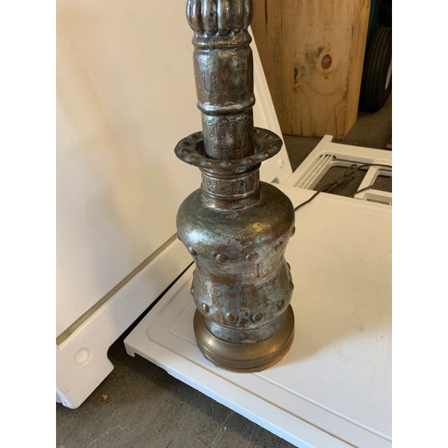 1960s Vintage 1960s Hammered Metal Lamp For Sale - Image 5 of 7