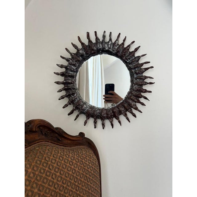Sole Bio French Ceramic Mirror by Renzo Maar For Sale - Image 6 of 11