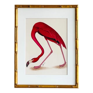 Large Original Hand-Painted Flamingo Painting, Framed For Sale