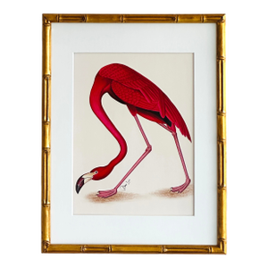 Large Original Hand-Painted Flamingo Painting, Framed
