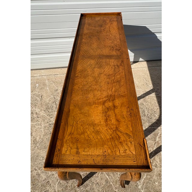 French Country Vintage Milling Rd. Baker Furniture Co. Two Drawer Hall / Sofa Table For Sale - Image 3 of 11