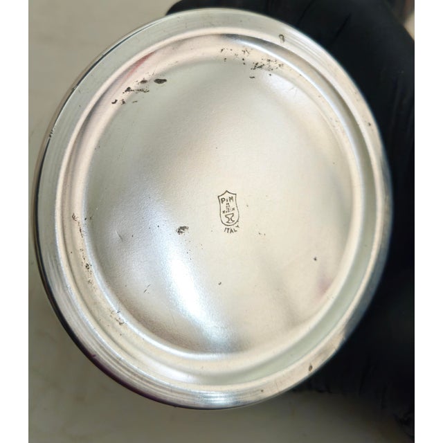 1950s Mid Century Modern P M Italy Silverplated Brass Coffee Pot, Creamer and Sugar Bowl, With Tray - 4 Piece Set For Sale - Image 15 of 15