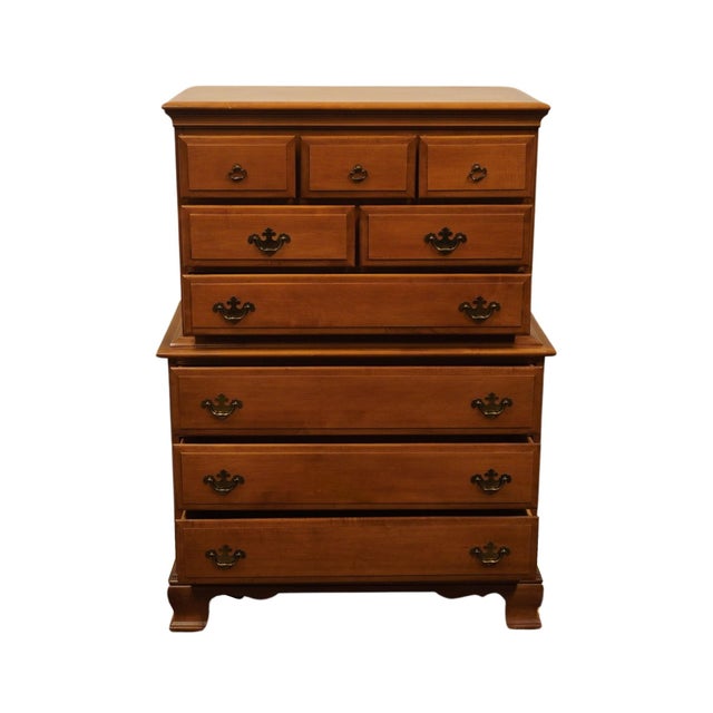 Late 20th Century Sumter Cabinet Solid Hard Rock Maple Colonial Early American 36" Chest on Chest For Sale - Image 5 of 11