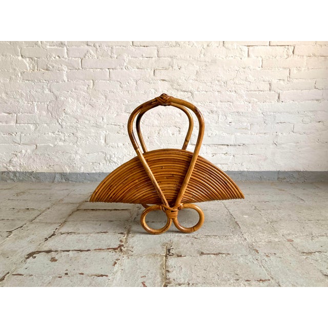 Wicker Magazine Rack from Vivai del Sud, 1970s, in Flawless conditions. Designed 1970 to 1979 This piece is attributed to...