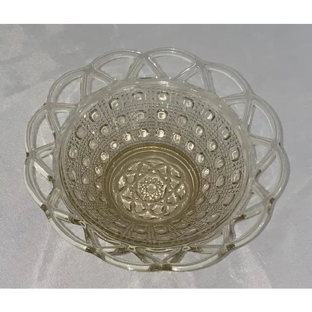 Transparent Vintage Imperial Depression Glass Button Cane Bowl For Sale - Image 8 of 8
