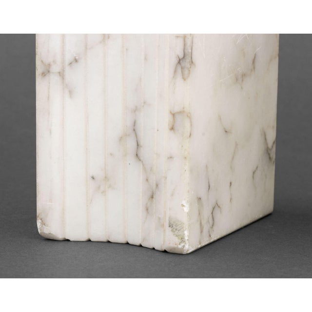 Late 20th Century Modern White Marble Book Form Bookends, Pair For Sale - Image 5 of 8