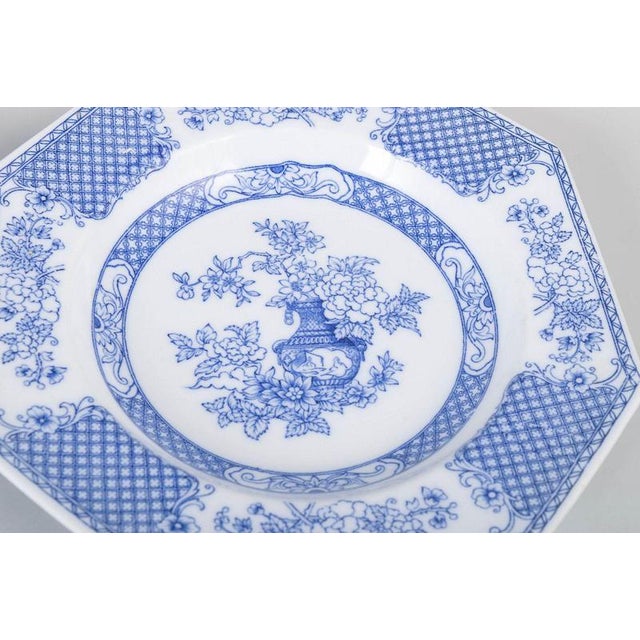 Octagonal Deep Faience Plates from Rörstrand, Set of 4 For Sale - Image 3 of 5
