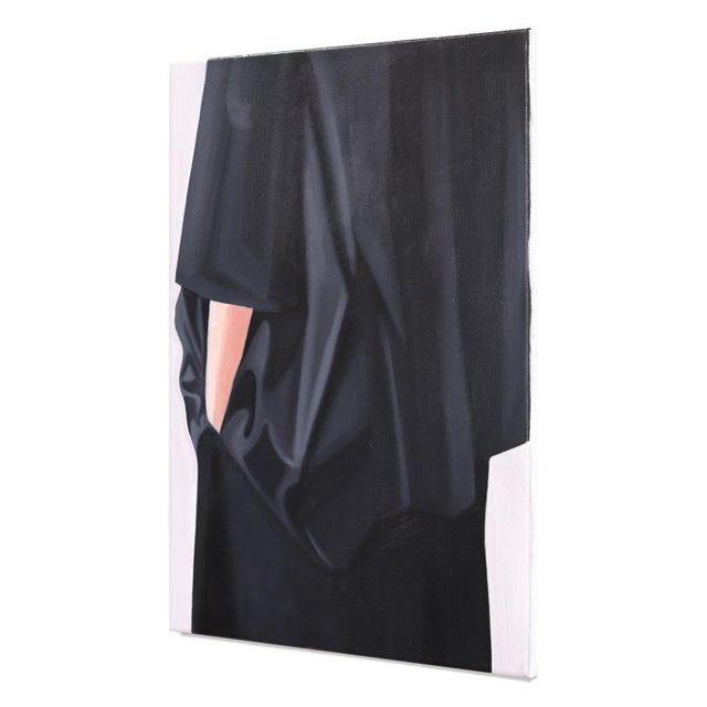 Contemporary Folds in Black - Original Contemporary Figurative Fashion Oil Painting on Canvas by Darwin Estacio Martinez For Sale - Image 3 of 9