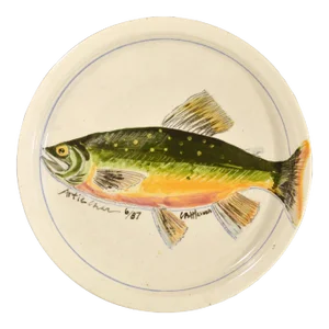 Carole Moses Harman Ceramic Dish Painted With a Fish-An Arctic Char