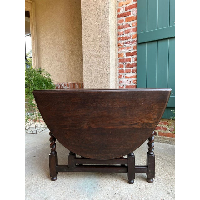 Antique English Drop Leaf Sofa Kitchen Table BARLEY TWIST Tiger Oak Gate Leg. Direct from England, a beautiful and large...
