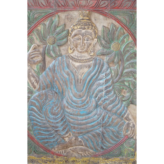 Add soulful charm to your home with this vintage Buddha carved wall decor panel, beautifully hand-painted in vibrant hues....
