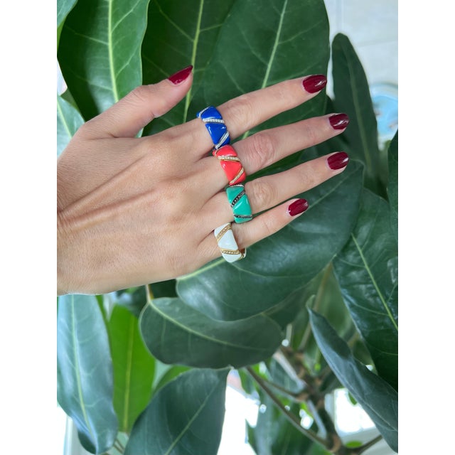 Diamond Red Enamel Flexible Eternity Band 18 Karat Yellow Gold Unique Ring, Size 6 For Sale - Image 18 of 18