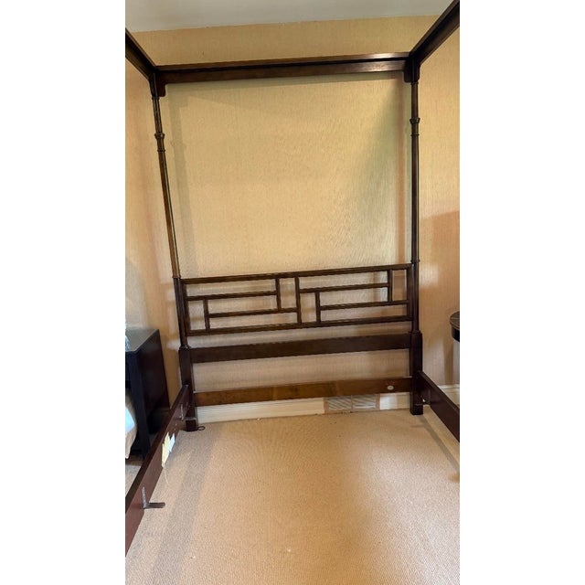 Baker Furniture "Far East" Canopy Bed, Mahogany, Queen Size, Vintage For Sale - Image 9 of 11