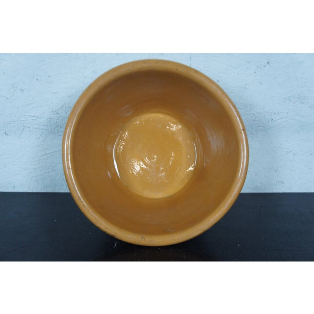 Antique Handmade Brown & Orange Cache Pot Planter Mixing Serving Salad Bowl For Sale - Image 6 of 11