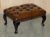Vintage Pair of Chesterfield Chestnut Brown Leather Wingback Armchairs & Footstools For Sale - Image 16 of 18