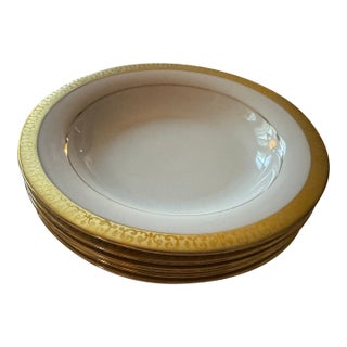 1990s Lot of 5 Gold Buffet “Royal Gallery” Rimmed Soup Bowls For Sale
