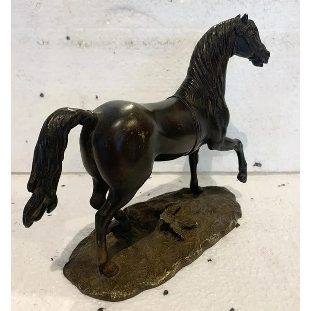 Metal Bronze Horse with Brown Patina on Base, 20th Century For Sale - Image 7 of 12