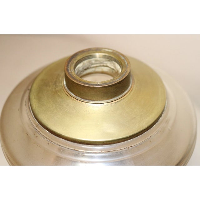 Antique Figural Lady Bust Oil Lamp Glass Font Gilded Metal Cast Iron Stand For Sale - Image 9 of 10