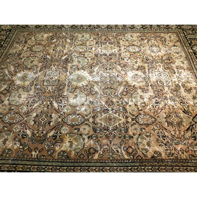 Tan Antique Persian Mahal Rug. 10'2"x 13'10" For Sale - Image 8 of 18