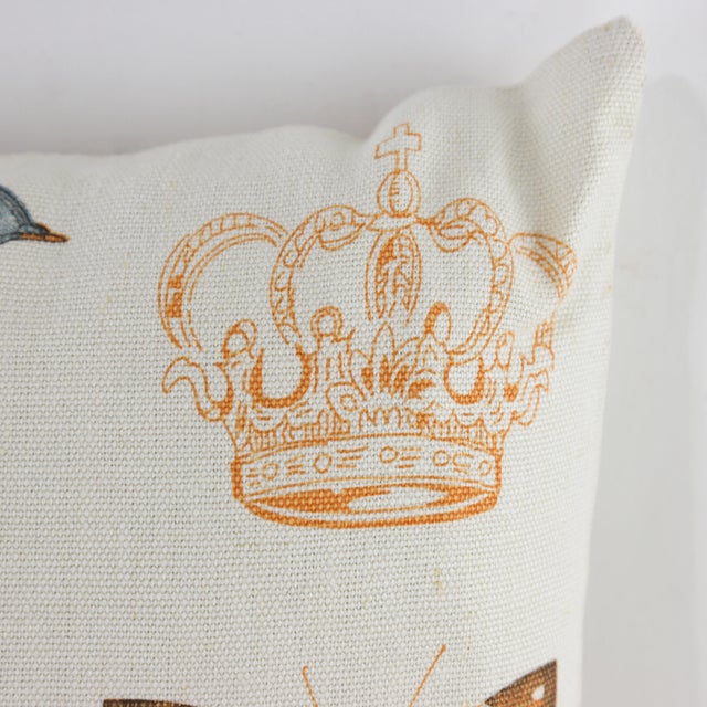 Beige Vintage Bird and Butterfly Cage Pillow For Sale - Image 8 of 12