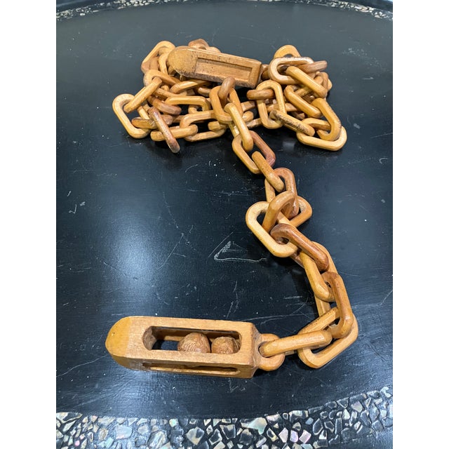 Mid-Century Hand-Carved Wooden Chain-Link Game For Sale - Image 4 of 10