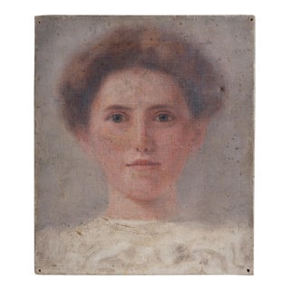 Antique Portrait of Miss Elsie Lea by Matilda Sharpe, Original Oil Painting, Early 20th Century For Sale