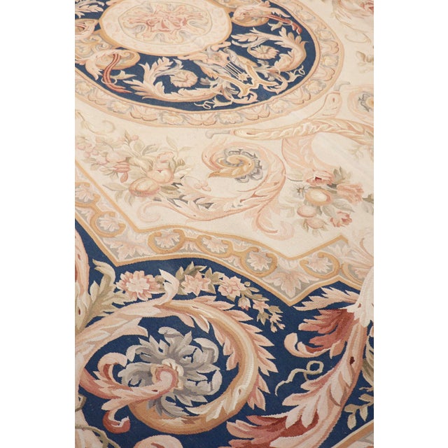 Traditional Pasargad Home Abusson Cream/Blue Wool Area Rug, 8'11'' X 12' 2'' For Sale - Image 3 of 4