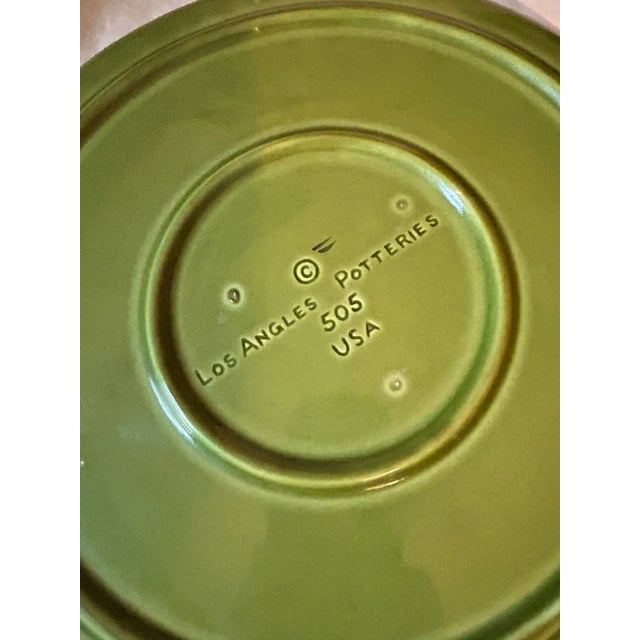 1960 Green French Cheese and Bread Round Plate Serving Platters by Los Angeles Potteries For Sale - Image 4 of 8
