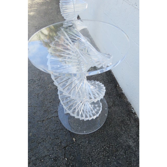 Hollywood Regency Stacked Lucite Base and Glass Top Dining Table For Sale In Miami - Image 6 of 13