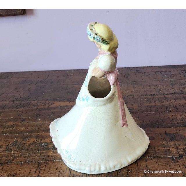 Mid Century Modern 1950s Ceramic Walter Wilson Lady Planter Figurine. Some crazing to finish. 9.5 inches high