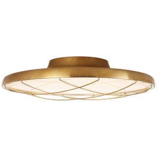 Peter Bristol for Visual Comfort Signature Dot 16" Caged Flush Mount in Natural Brass For Sale