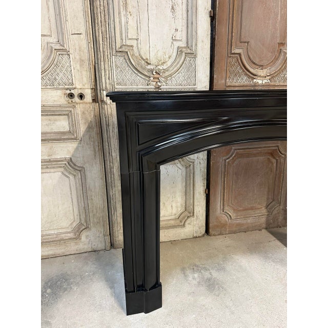 French Louis XIV Style Fireplace in Black Marble, 1900s For Sale - Image 6 of 15