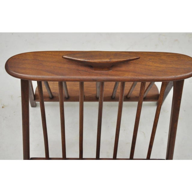 Arthur Umanoff Mid 20th Century Danish Modern Teak Wood Compass Book & Magazine Rack For Sale In Philadelphia - Image 6 of 11