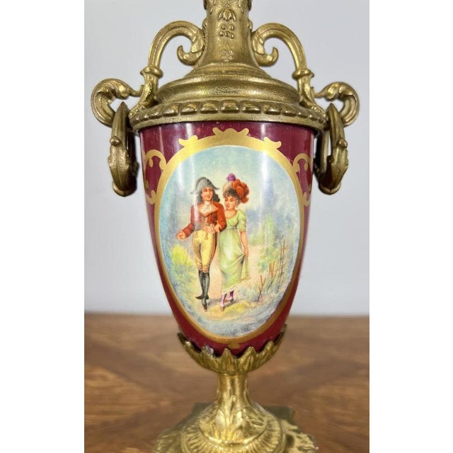 Lancini Imperial Ormolu Porcelain Gilt Brass Mantle Clock Garniture, Set of 3 For Sale - Image 14 of 17