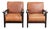 20th Century Art Deco Cognac-Colored Cowhide Lounge Chairs, Set of 2 For Sale