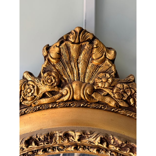 Arched Wall Mirror Ornate Carved Frame With a Gold Gilt Finish 19th-Century French Baroque Style Mirror For Sale - Image 9 of 12