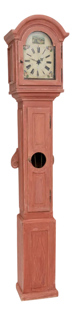Brick-Red Grandfather Clock, 19th Century