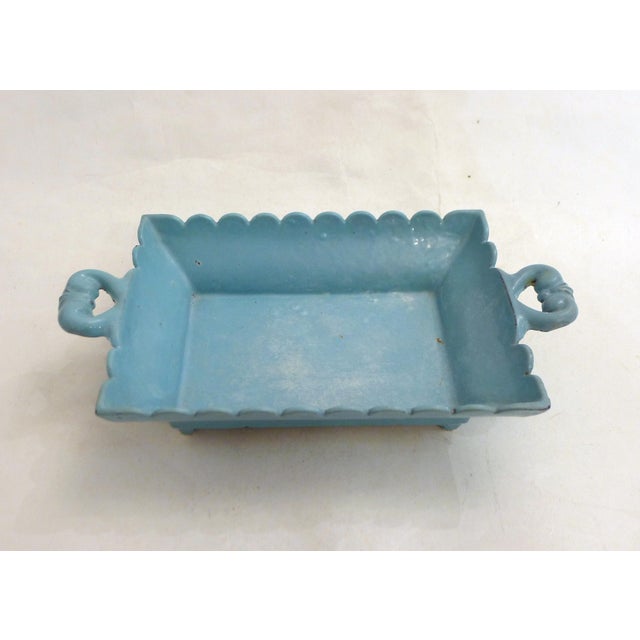 Antique bistro spittoon for customers who chewed tobacco: small rectangular basket/trinket tray with flared sides and a...