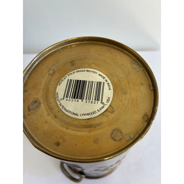 Metal Vintage Embossed Grapevine Solid Brass Vase With Handles For Sale - Image 7 of 10