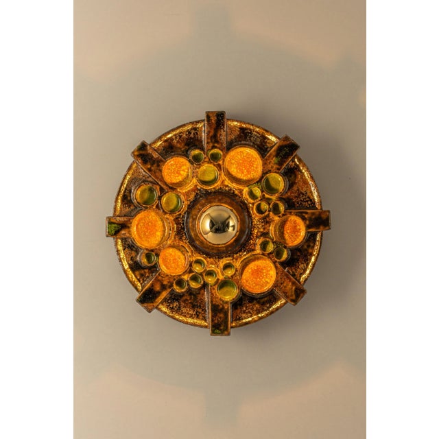 Ceramic Brown & Orange Ceramic Sputnik Wall Light, Germany, 1970s For Sale - Image 7 of 13